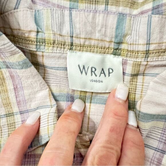 Wrap London Plaid long sleeve Button-Up relaxed fit Shirt- EUC- size4 - Picture 10 of 16